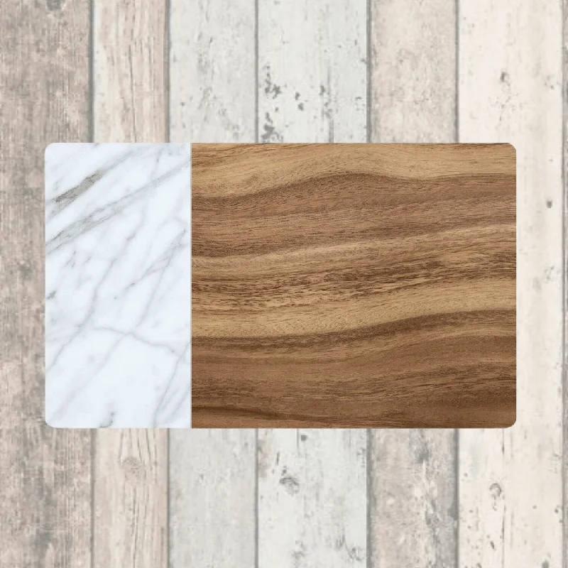  -Splash-proof food bowl AND Anti-choking slow food bowlAcacia Wood & Carrara Marble Pet Placemat